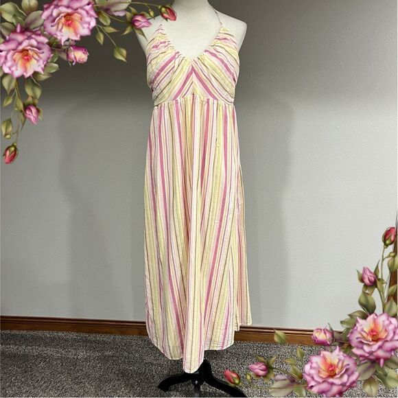 Old Navy halter striped v-neck midi dress size Large - Picture 1 of 12